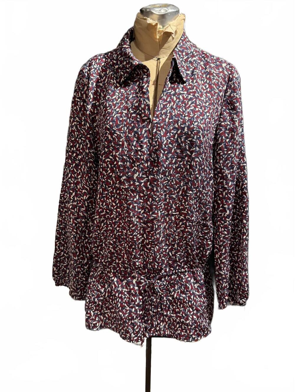 Tory Burch Long Sleeve Printed Blouse Tunic with Hip Drawstring